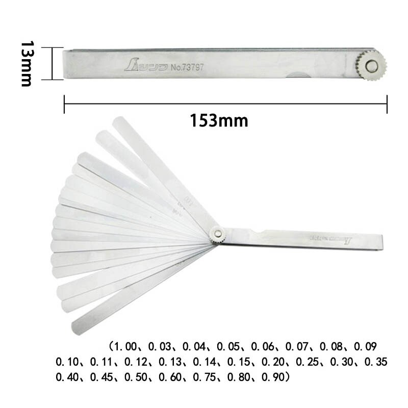 SHINWA-Regla de espesor Gap, calibrador de acero de alta precisión, 0,03-1,0mm, 150mm, 73797