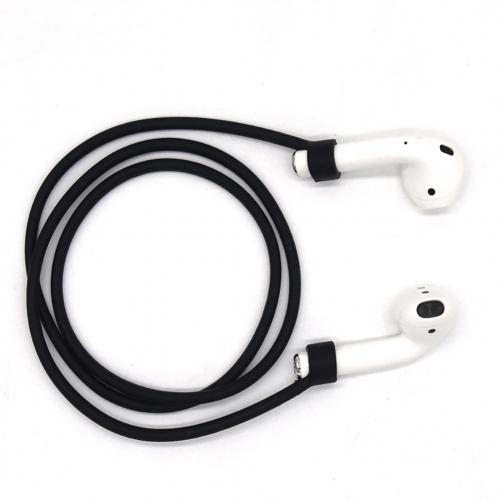 Durable Soft Silicone Neckband Anti-lose Cable Lanyard for Apples Air-Pods Bluetooth Earphones Easy To Install: Black