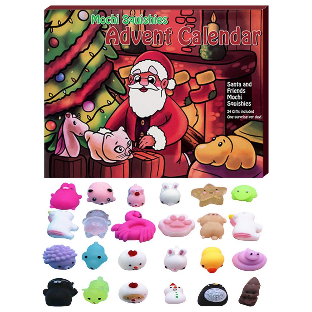Kerst Advent Countdown Kalender Mochi Dieren Squishy Fidgets 24Pcs Anti-Stress Squeeze Speelgoed Kerstmis Nieuwjaar Decor Navidad