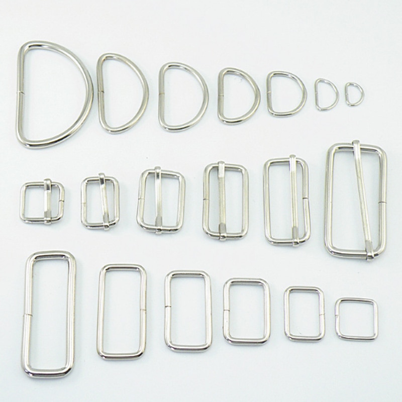10 set/partij Metalen Verstelbare Rechthoek D Ring Riem Vierkante Gesp Voor Rugzakken schoenen Tas Kat Halsband Gespen DIY Accessoires