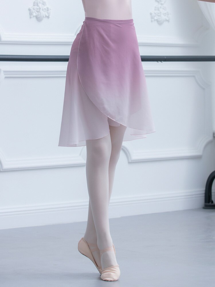 Gradient ballet nederdel snøre gradient ballet kjole med kort nederdel chiffon dans nederdele kvinder voksne bløde dansekostumer