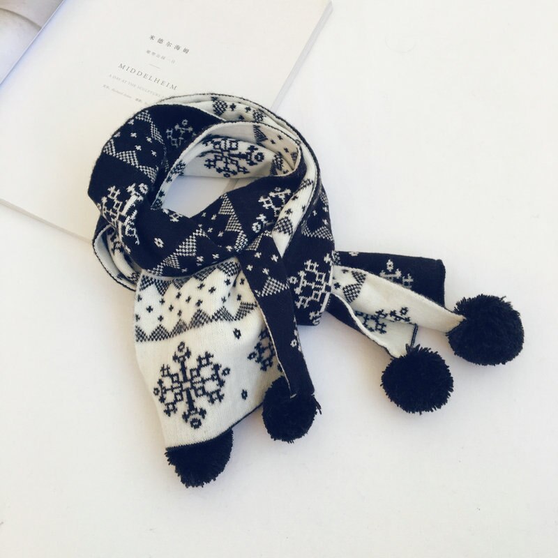 Basis gebreide sjaal gebreide colsjaal kleurrijke geruite sjaal speciaal voor kerstmis sneeuwvlokken sjaal scandinavische stijl kinderbreigoed: Blauwbeige