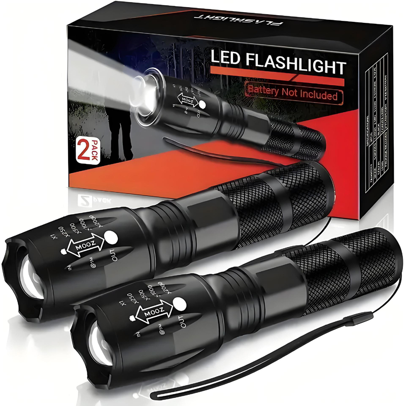Højtydende led-lommelygte med 5 tilstande, zoombar, campinglommelygte i aluminium, vandtæt, bruger 3 aaa-batterier til udendørsaktiviteter: Rgb