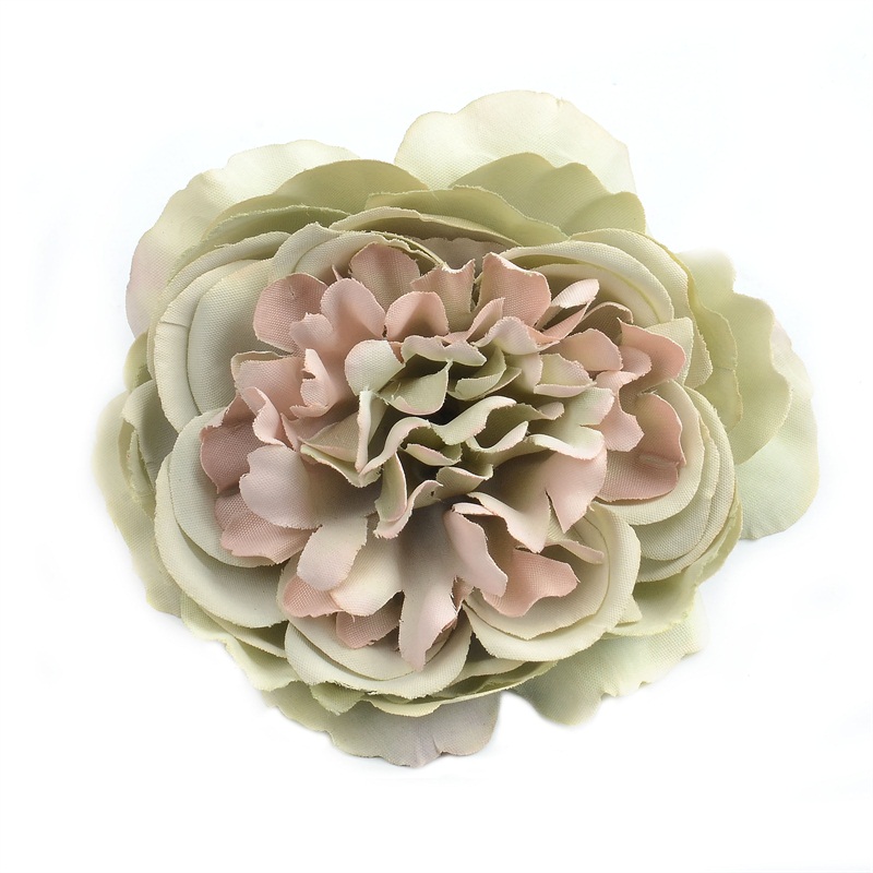 10 stk 8cm kunstig blomst silke pæon blomsterhoved til bryllupsfest hjemmedekoration diy blomst vægboks scrapbog håndværk: Grøn