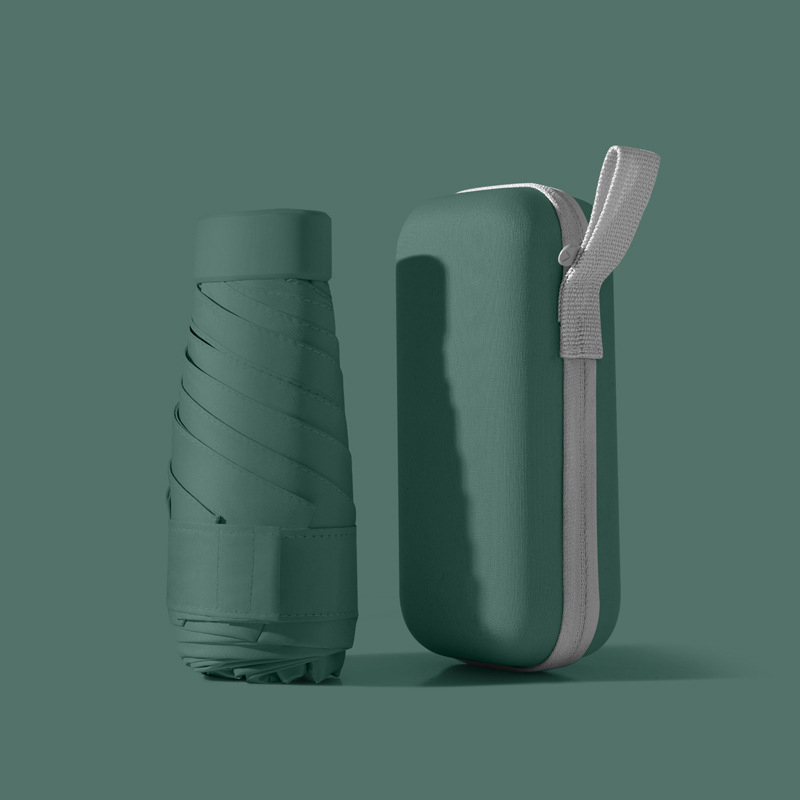 Xiaomi mini Ombrello Tascabile Compatto per Donna Leggero 5 Pieghevole Protezione Solare suola e Pioggia Piccola Borsa per Carte Ombrelli Paraguas: verde