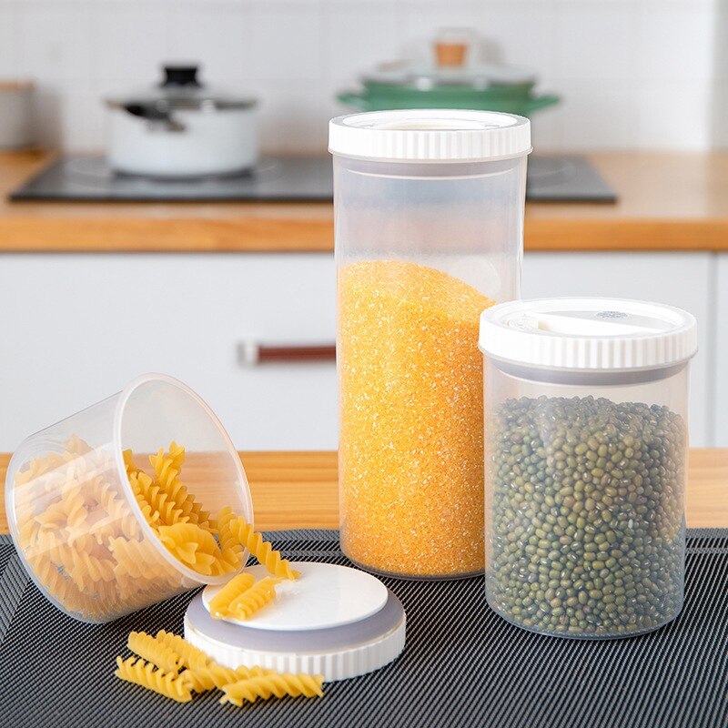 1000ML Plastic Sealed Cans Kitchen Storage Boxes Transparent Food Snacks Canister Keeping Fresh Plastic Food Storage Canned