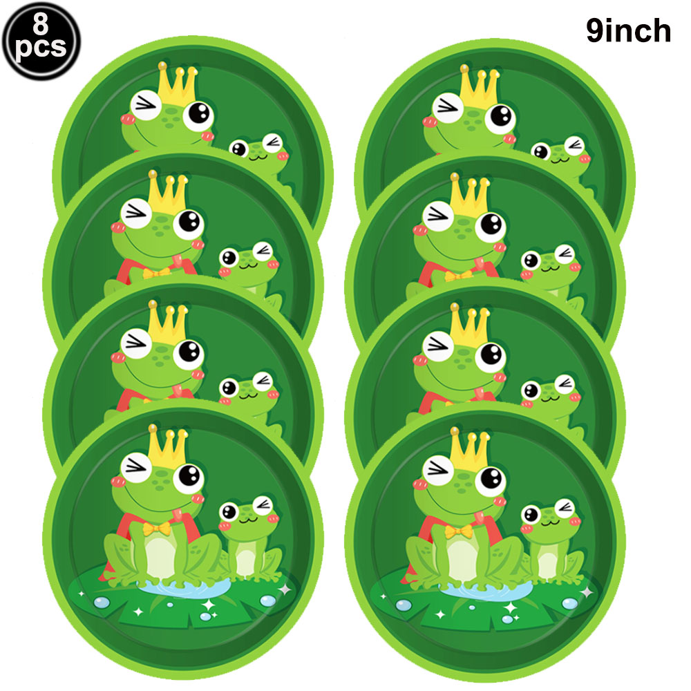 Frog Birthday Party Supplies Disposable Tableware Frog Plates Napkins Cups Latex Foil Balloon Frog Themed Birthday Party Supplie: Deep Sapphire