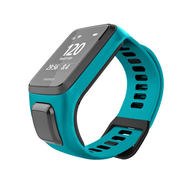 Siliconen Vervanging Polsband Horloge Band Strap Voor Tomtom Runner 2 3 Spark 3 Gps Sport Horloge Tom 2 3 serie Zachte Smart Band: Blue-green