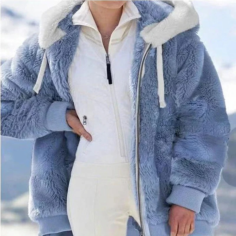 2024 hiver femmes manteau décontracté à capuche fermeture éclair dames vêtements cachemire femmes polaire veste couleur unie dames manteaux: XXXL / Kaki