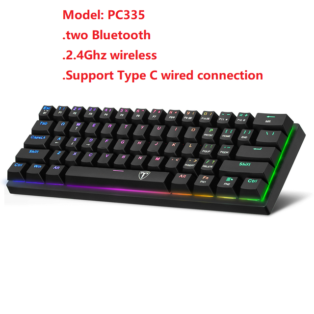 VicTsing-Teclado mecánico inalámbrico para videojuegos, dispositivo con Bluetooth/2,4 Ghz, 60% RGB, tres modos conectables, con interruptor azul: wireless keyboard