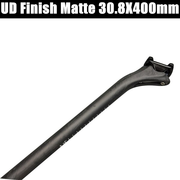 Mat blank ud carbon sadelpind mountain/road cykel sadelstolpe cykel mtb dele 27.2/30.8/31.6mm 25 mm offset længde 350/400mm: Ud mat 30.8 x 400mm