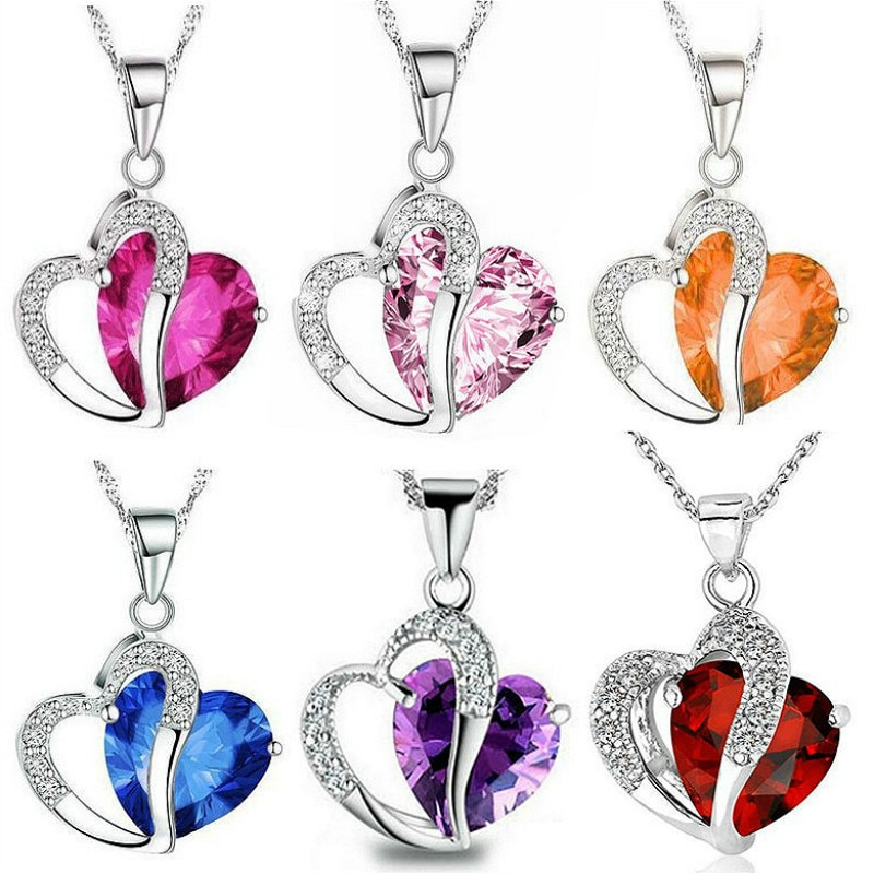 Top Class Style Heart Power Colorful Necklaces Crystal Jewelry Girls Women Jewelry