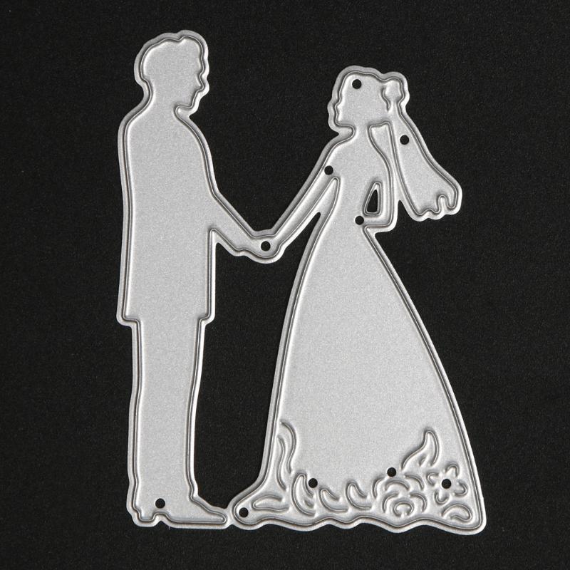 Metal novia novio troqueles de boda plantillas para DIY Scrapbooking diario libro de plantilla de tarjetas de papel de relieve troquelador