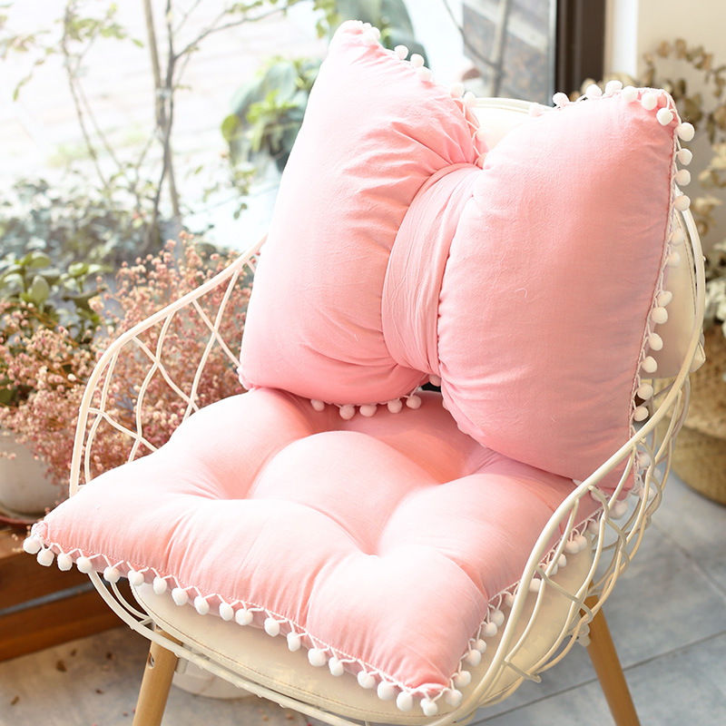 Boog Kussen Voor Stoel Home Decor Roze Grijs Cartoon Getuft Kussen Rugleuning Kussen Studenten Kinderen Meisjes Bureaustoel Kussen: Oranje