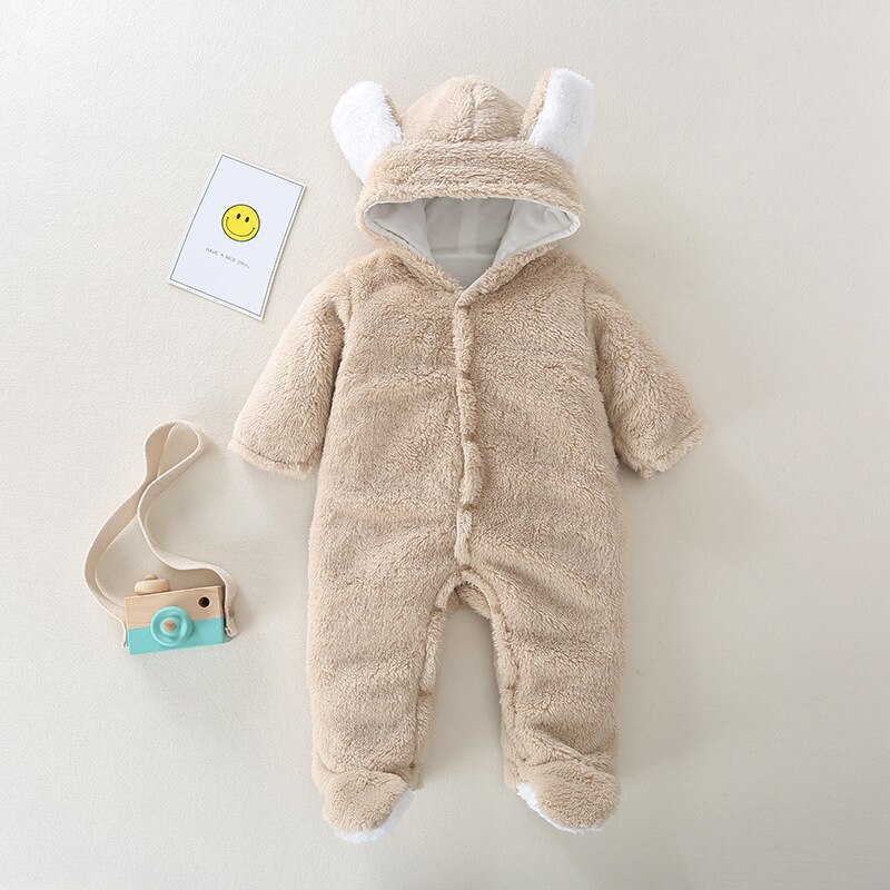 Baby Pyjama Winter Kleding Voor Slapen Pasgeboren Meisje Rompertjes Cartoon Kids Baby Nachtkleding Jongen Zuigeling Kinderen Jumpsuit: Khaki / 12m