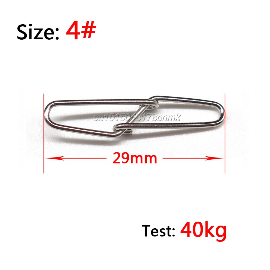 100pcs/lot double lock Fishing snaps barrel Swivel Safety Snaps swivel Fishing Connector Stainless Steel size 0#-6#: Size 4