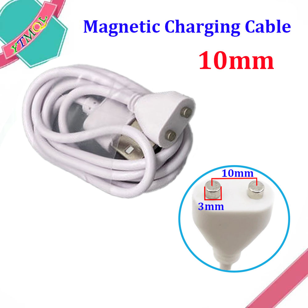 Cable de carga magnético, espaciado central de 2 pines, 5mm, 6/7/8/9/10mm, imán Suctio, cargador de energía USB para instrumento de belleza, dispositivo inteligente: Castaño