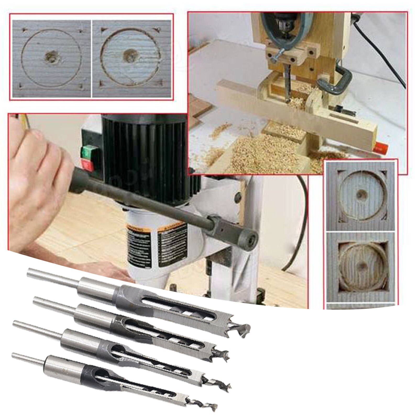 4PC Long Woodworking Square Hole Square Hole Machine Square Hole Drill