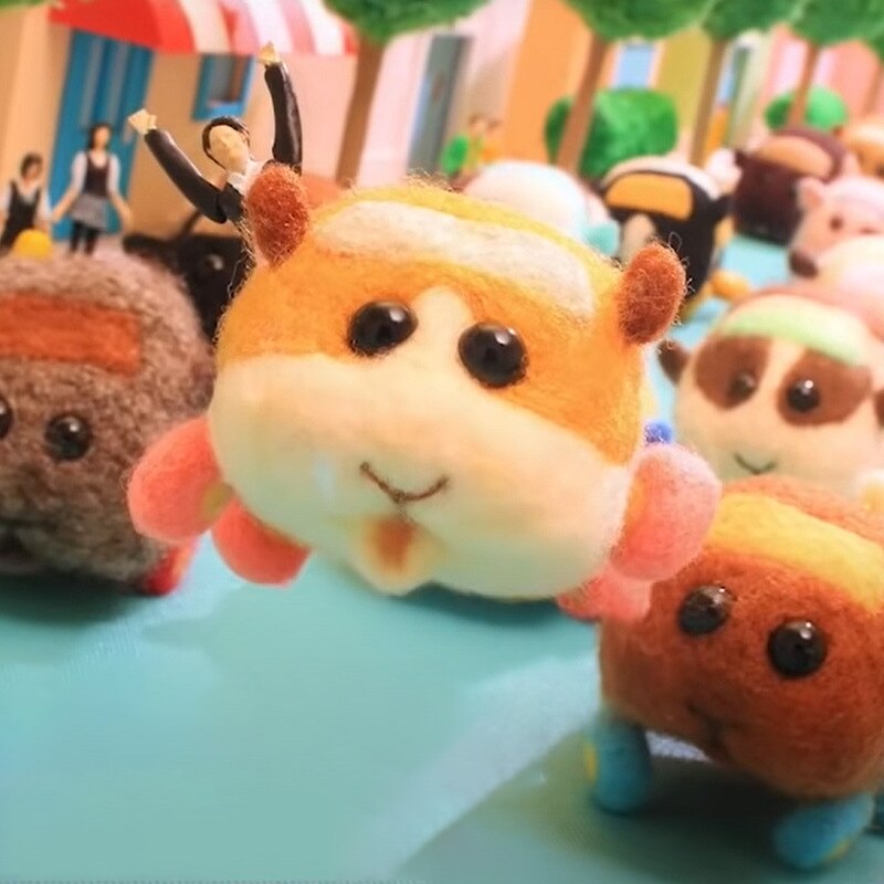 Pokefipui de fieltro de lana, carrito de cerdito de Guinea, hámster, hecho a mano, Material, bolsa, muñeca, 1 Juego