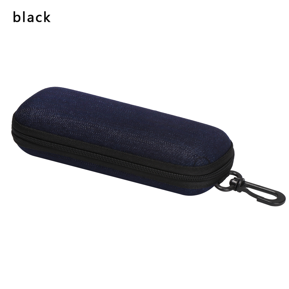 Heißer Denim Stoff Gläser Kasten Reißverschluss Sonnenbrille Schutz Widerstand Container Brillen fallen Reise Lesebrille Tragen Tasche: Schwarz