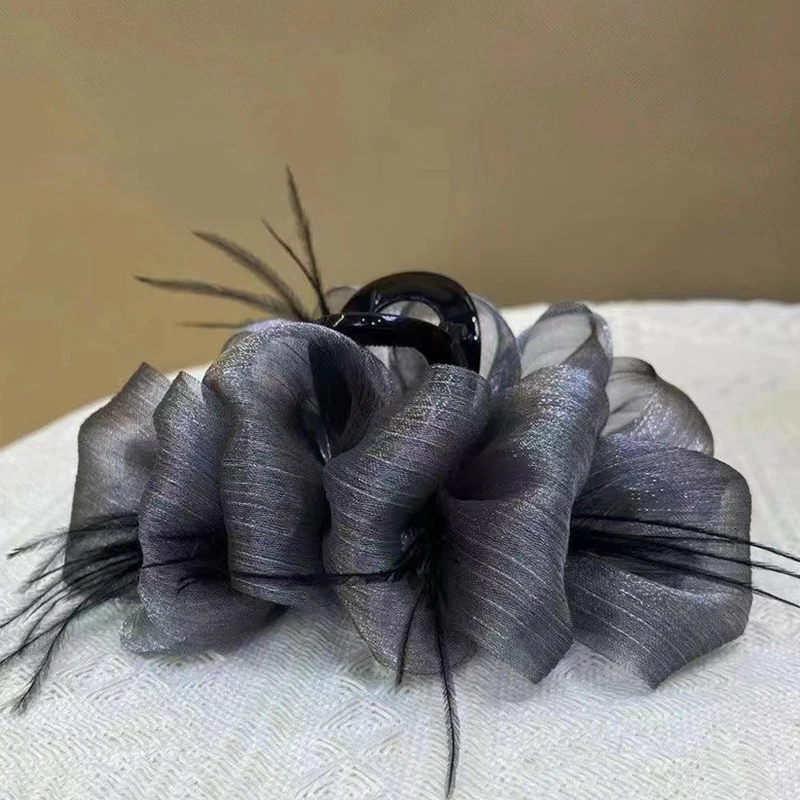 Mesh Bow Grip Clip Women Girls Sweet Black Large Hair Clip Shopping Wedding Daily Hair Claws Hair Accessories