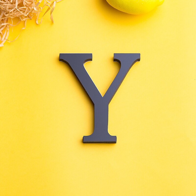 Zwart Engels Letters 3D Spiegel Muurstickers Home Decor Voor Woonkamer Slaapkamer Behang Peel &amp; Stok Spiegel Acryl Poster: Y