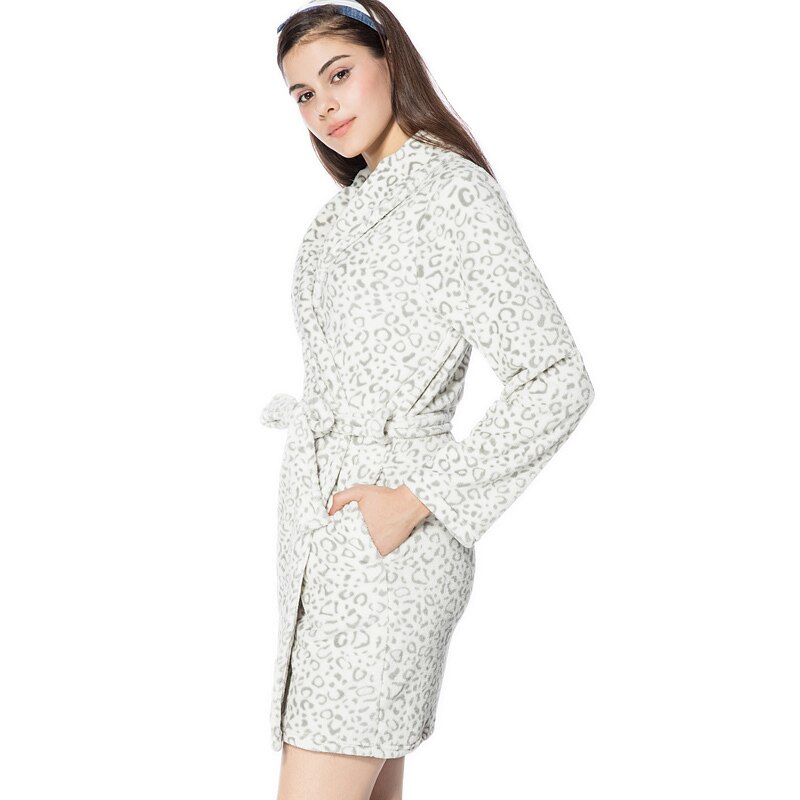 Skinfullysweet Frauen Leopard Warme Flanell Schlecht Kleid Braut Bademantel Nachtwäsche Kimono Morgenmantel Nachtwäsche Schlecht Kleid Für Ladi