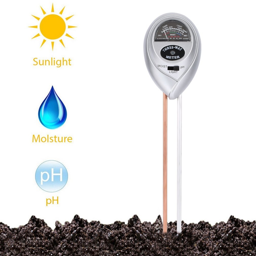 4 In 1 Digital Moisture Meter Plastic + Aluminum Alloy Soil Water Ph Temperature Sunlight Light Humidity Meter Soil Hygrometer: Beige