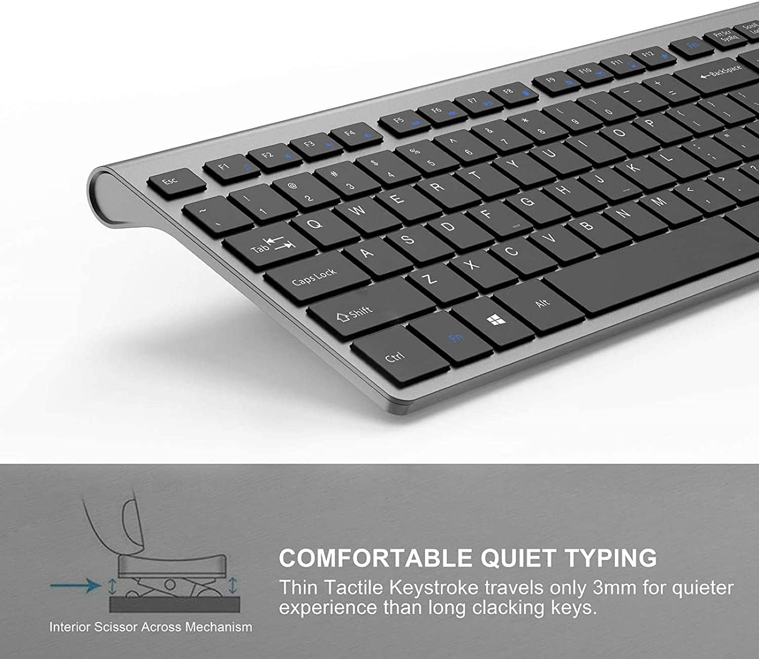 Rechargeable Wireless Keyboard Mouse 2.4G Full Size Thin Ergonomic And Compact For Laptop, PC, Desktop，Computer, Windows