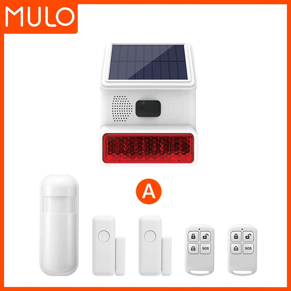 Upgraded Wireless Solar Outdoor Alarm 433MHz With LED Flash as Outdoor Waterproof Alarm for Home Garage Carport Alarm System: Yellow