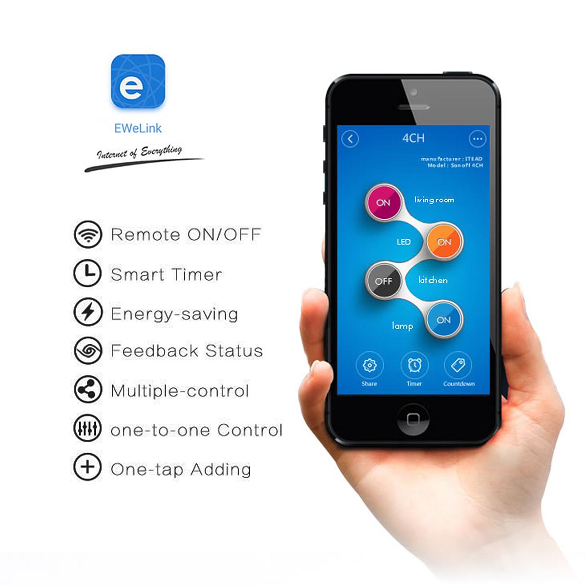 Sonoff 4CH R2 Profi R2 433mhz Gang RF kabellos Fernbedienung Clever Heimat Wifi Modul Clever schalten Tipp Verriegelung Relais alexa Google
