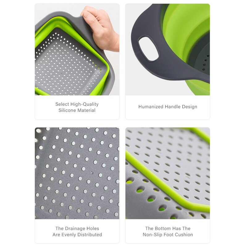 Mosodo Folding Drain Basket Multi-Function Washing Basket Retractable Fruit Basket Kitchen Storage Basket