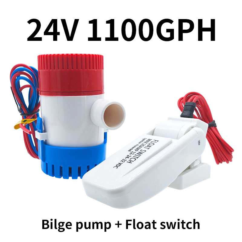 1Pcs Bilge Pump with Float Switch 12V/24V 1100GPH/750GPH Water Pump for Boat Seaplane Motor Homes Houseboat - Bilge Pump: GRAY