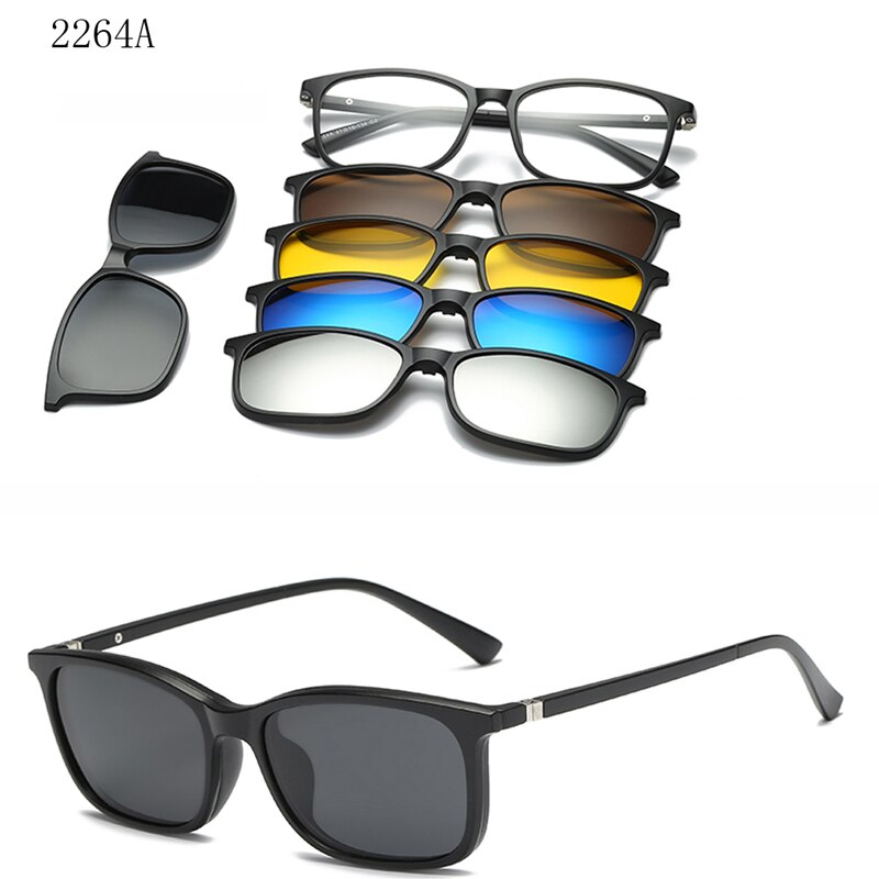 6 In 1 personalizzato uomo donna occhiali da sole magnetici ottici polarizzati Clip magnete Clip su occhiali da sole Polaroid Clip su montatura per occhiali da sole: 2264A