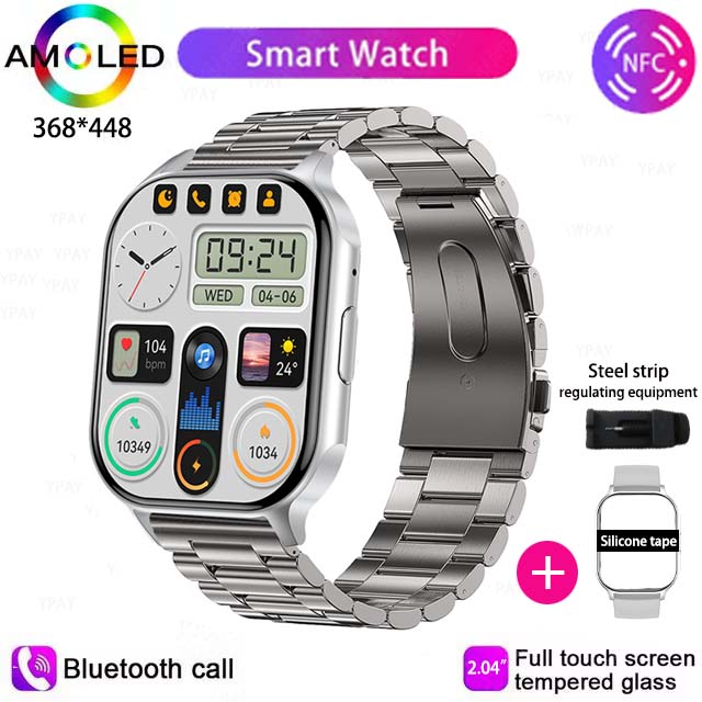 HK26 Inteligentny zegarek Mężczyźni Kobiety 2,4-calowy ekran AMOLED Bluetooth Połączenie Muzyka NFC AI Głos Niestandardowa tarcza sport zdatność naganiacz zwierza Smartwatch: Różowy