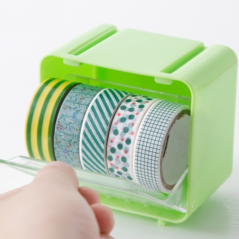 1 pc japanska pappersvaror maskeringstejp box washi tejp förvaringsorganisator skrivbords tejphållare gör-det-själv-verktyg kontorsmaterial
