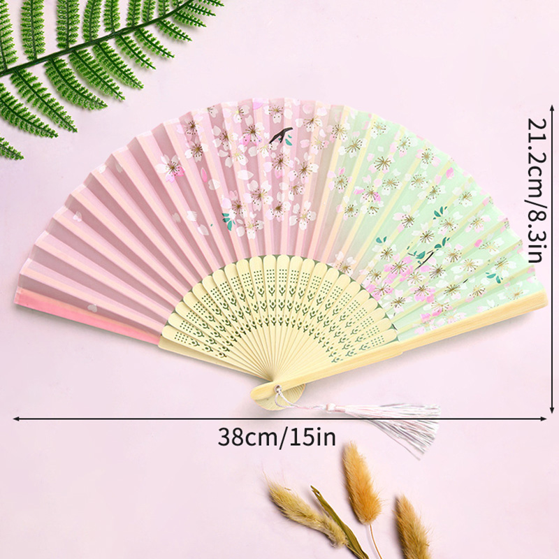 Abanico de mano plegable de madera, abanicos chinos de bambú, abanicos de mano de baile portátiles para mujer, decoración del banquete de boda, abanico decorativo, manualidades,: Multicolor