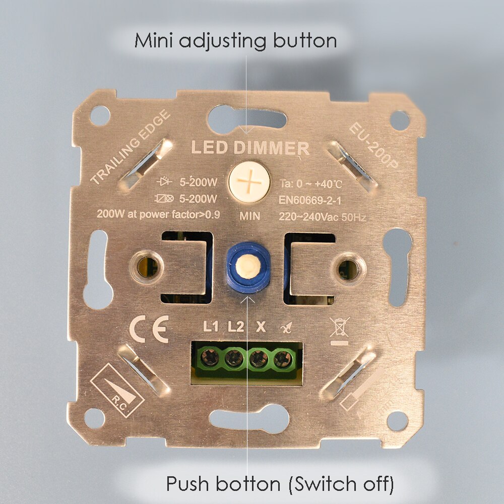 Europea Standard 200W Max 200-240V Pro-Dim Trailing Leading Edge Dimmer Switch for dimmable LED, Halogen and Incandescent Light