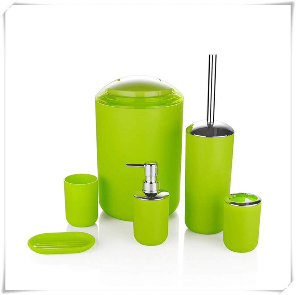 MSJO Bathroom Accessories Set 6PCS Decor Storage Black Soap Dispenser Toothbrush Toothbrush Holder Modern Home Decor Accessories: green bathroom set