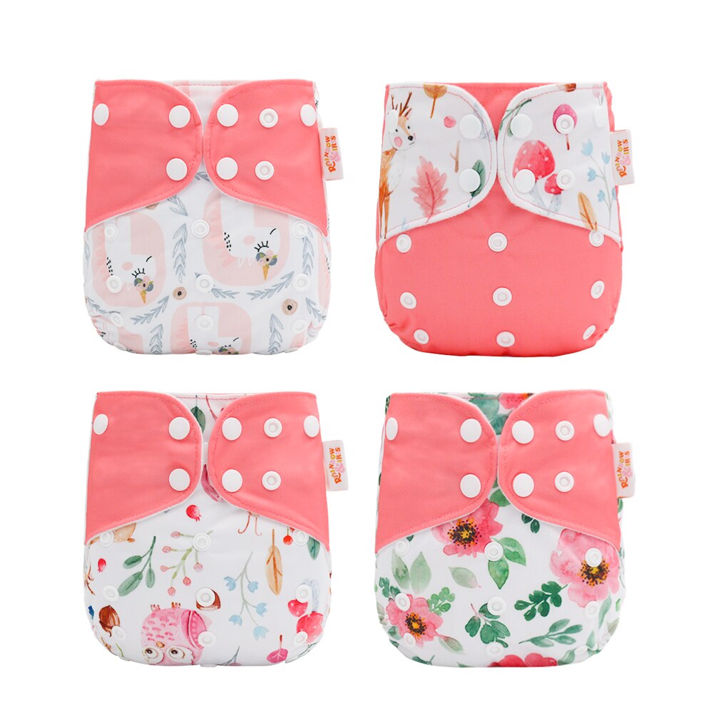 Rainbow &amp; Iris – couche en tissu , lavable et réutilisable, pour bébé de 3 à 15kg, 4 pièces/ensemble