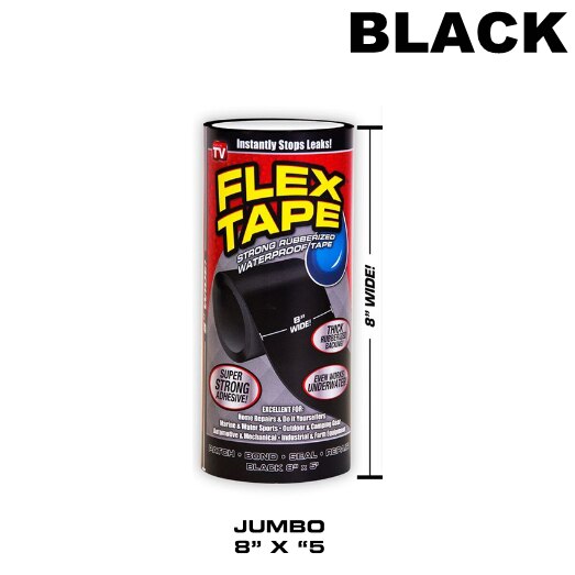 50% OFF 3 Color Flex Strong Rubberized Waterproof Tape Adhesive Super Thick Pro Formula Black White Clear: 20CM BLACK