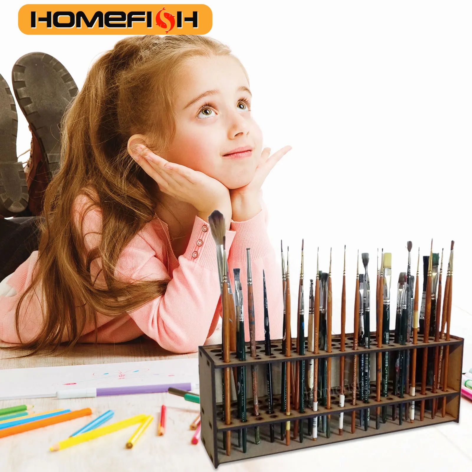 67 otworów stojak na pędzle drewniany stojak na pędzle organizator na biurko montowany na ścianie półka na pędzle robić makijażu na materiały malarskie