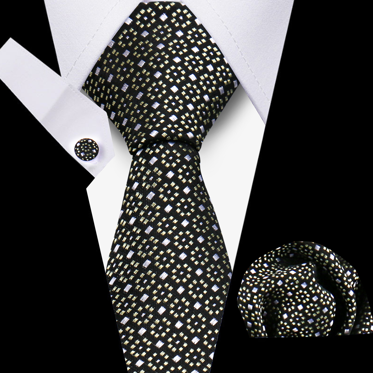 Homens gravatas gravata lenços clássicos xadrez gravata abotoaduras para homens blusa negócios acessórios de casamento mulher colar homem presente: Azul marinho