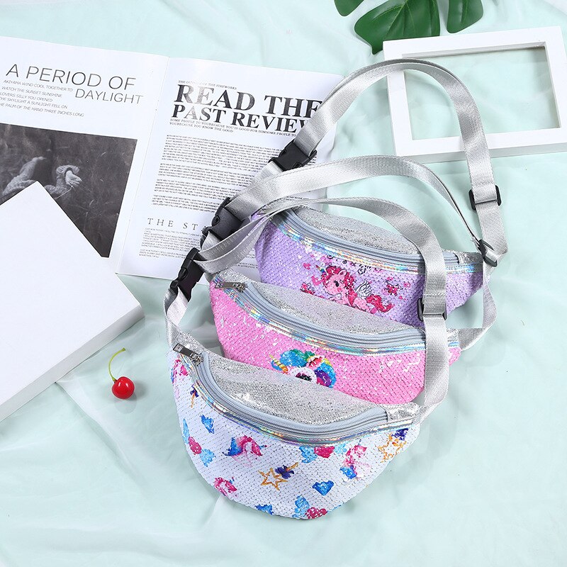 Pailletten Taille Verpakking Meisjes Schouder Riem Bag Kids Fanny Borst Zak Cartoon Meisjes Riem Mermaid Sport Portemonnee