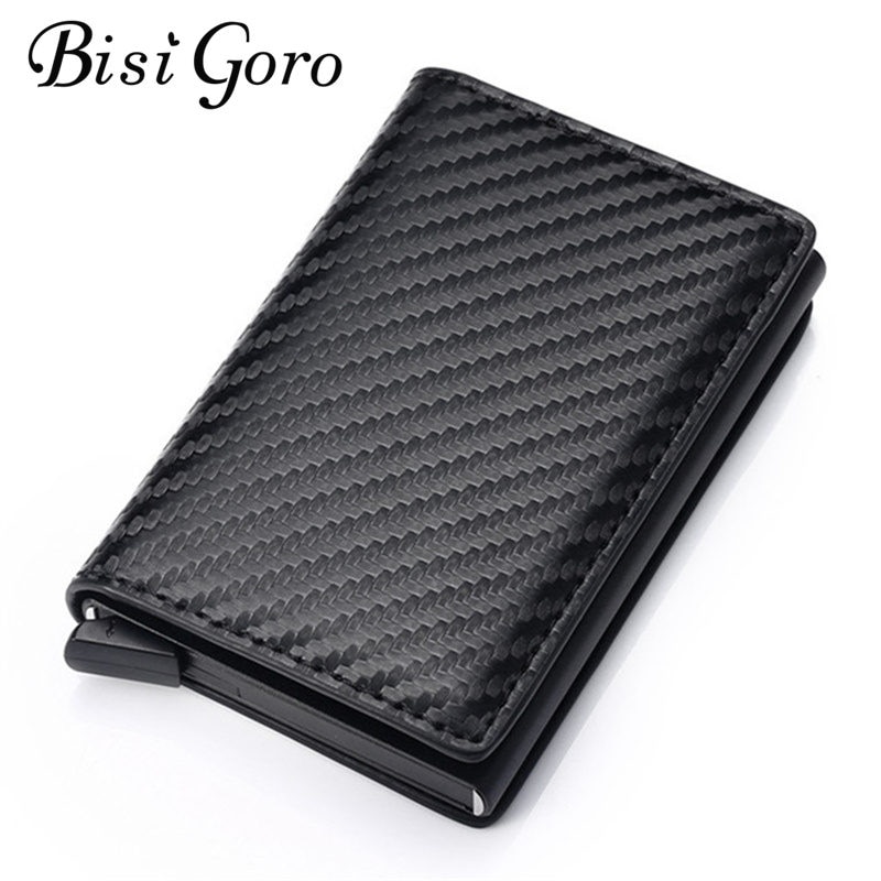 Bisi Goro Blocking Wallet RFID Credit Card Holder Black Card Holder Aluminum Slim Metal Card ID Holder