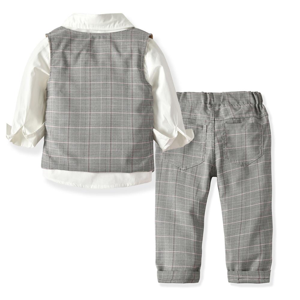 4Pcs Kids Boys Gentleman Formal Plaid Suit Birthday Party Wedding Clothing Set