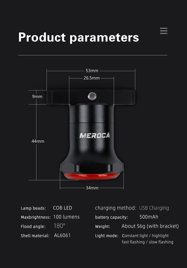 MEROCA Fahrrad Clever Rücklicht Intelligente Sensor Bremslicht Rennrad MTB Wasserdichte Hinten Schwanz Lichter