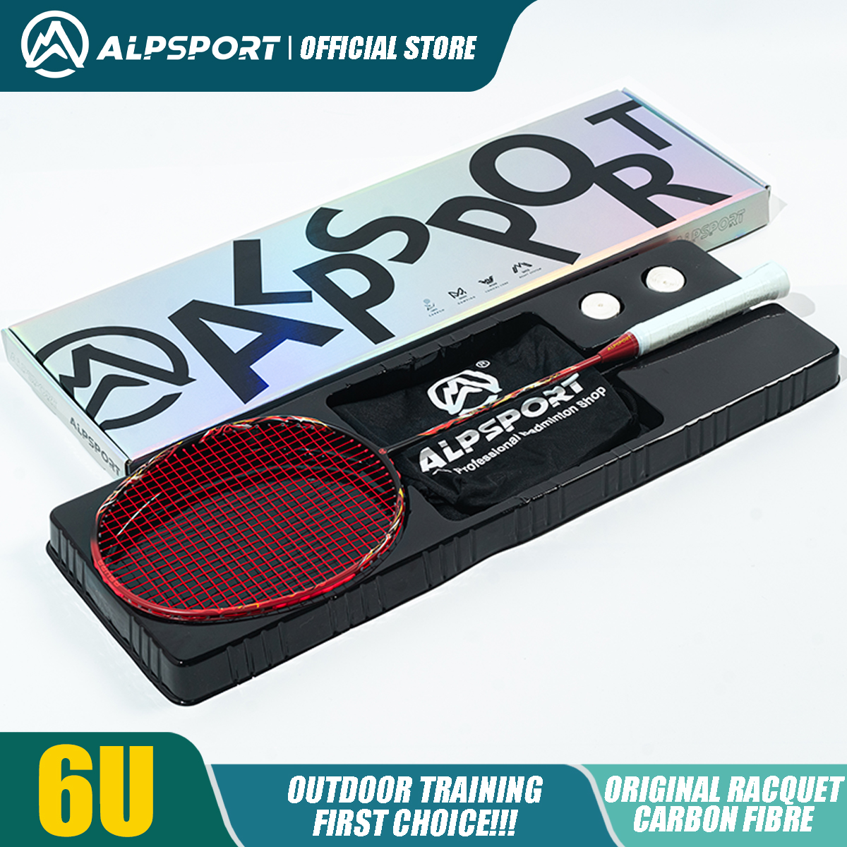 ALPSPORT Asura 6U MAX 38LBS G5 Black Badminton Racket Full Carbon Fiber Original Pro Offensive for Teens & Outdoor Sports: green