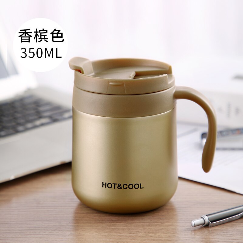 Kubek termiczny biurowy termiczny kubek robić kawy 304 termos biznesowy ze stali nierdzewnej z uchwytem termoizolacyjnym 350ML 460ML: szampan