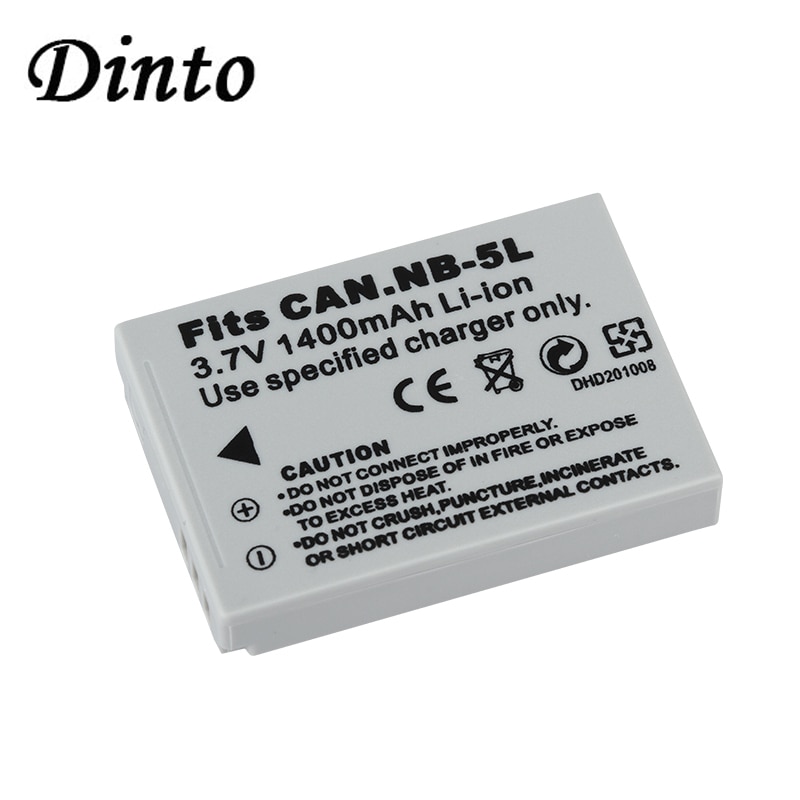 Dinto 1pc NB-5L NB5L NB 5L 1400mAh 3.7V Digital Camera Rechargeable Battery for Canon IXUS 800 IS 850 900 TI 950 960/970 980 860